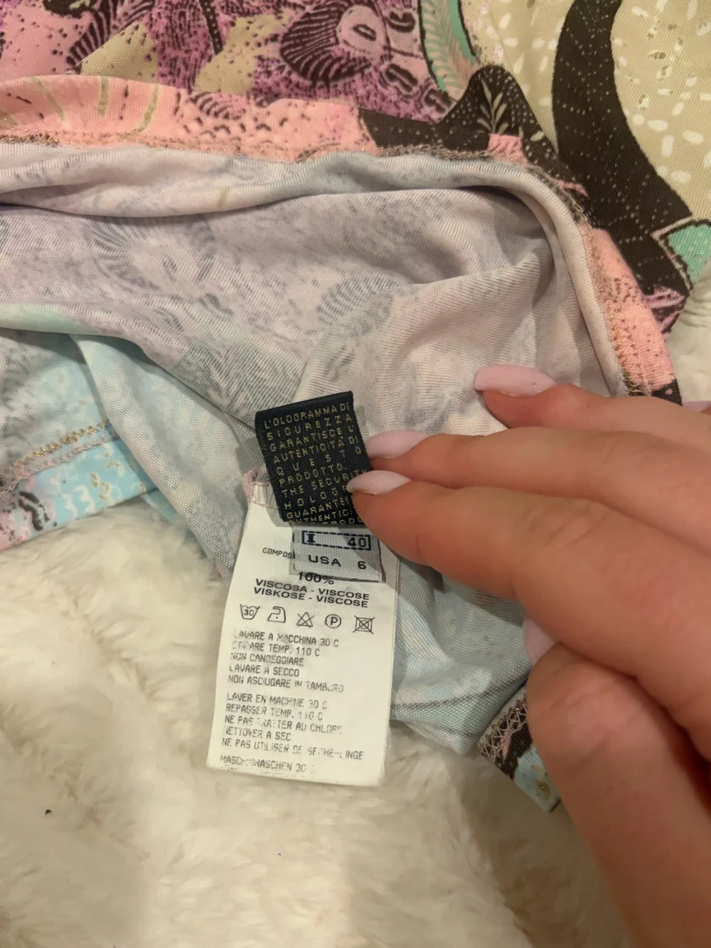 Roberto Cavalli Pink, Teal & Brown Floral Long Sleeve Top